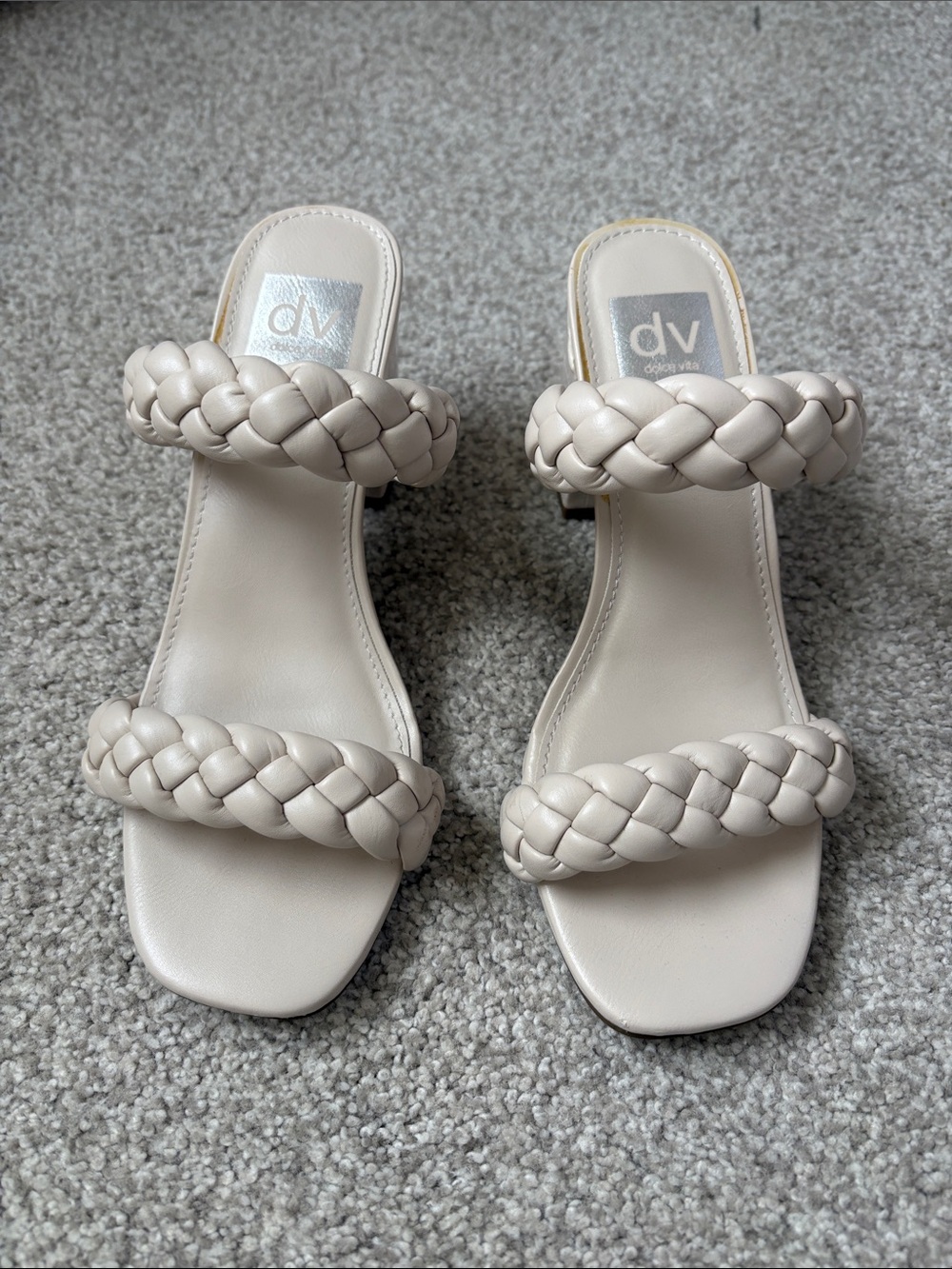 DV by Dolce Vita Cream Braided Double-Strap Slide Heels